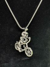 Unique Skeleton on a Bicycle Necklace