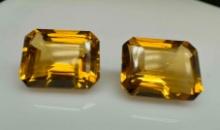 Gleaming pair of Emerald Cut CITRINE 23.6ct Total Nice Find!