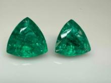 2 Regal Electric Green Trillion Cut Spinel Gemstones 20.6ct Total