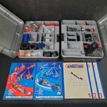 2 cases Meccano Erector building toys with instruction manuals