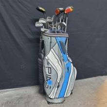 Ping Golf bag With Ping Eye 2 irons Ping Karsten 1-5 wooden drivers Wedge/putter Truline