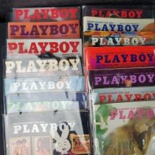 Lot approx. 15 vintage Play Boy adult magazines 1970s