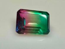 8ct Emerald Cut Bi Color Watermelon Tourmaline Crystal Doublet Gemstone