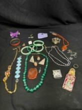 Large Lot of Fancy Costume Jewelry Some Sterling Necklaces, Earrings, more