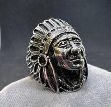 Stainless Steel Indian chief Ring 18.0 Grams Size 12