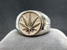 Stainless Steel Marijuana Leaf Ring