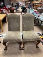 Set of 2 Ornate Cushioned Dining Chairs