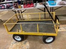 Vintage Yellow Metal Lawn and Garden Wagon