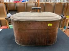 Large Antique Copper Boiler Wash Tub with Lid