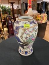 Large Vintage Hand Painted Humming Bird Flower Vase