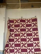 Large White and Maroon Quilt