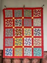 Large Multi Colored Pinwheel Pattern Quilt