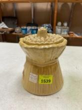 Vintage Ceramic Wheat Sheath Cookie Jar with Lid