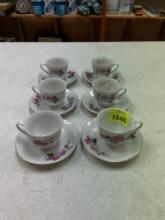 12 Piece Floral Design Tea Cup and Saucer Set