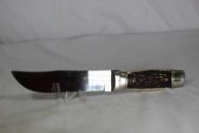 Colonial Prov USA fixed blade knife, faux stag handle, 5 1/2" blade, vintage