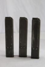 Three UZI .9MM 25 rnd surplus madel A/B mags