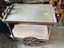 Vintage Drink Cart With Glass Serving Tray