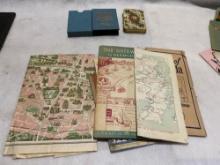 Florida Coast Souvenir Cards With Maps & Tourist Ephemera
