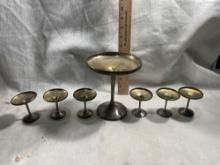Antique Set of 7 Sterling Silver Pedestal Dishes