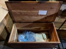 Vintage Cedar Chest With Mid Century Quilt & Misc.