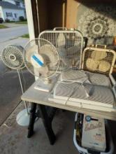 Lot of 6 Box, Stand, and Window Fans