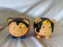 Superman and Wonder Woman Piggy Banks