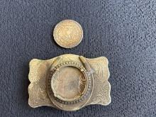 1921 Silver Dollar And Accompanying Belt Buckle