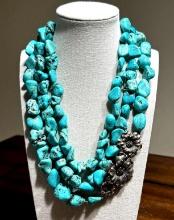 Multi Strand Statement Turquoise Color Necklace