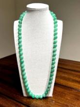 Vintage Green Glass Bead Necklace