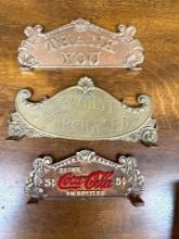 Cash register brass trademark plate