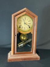 Wooden mantle wind up clock(maker????)