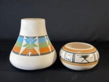 Red Elk & Janet Haefner clay bowl & vase
