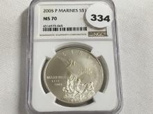 2005 Liberty Marines Silver $1, MGC MS70