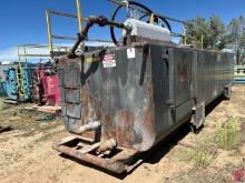 24'L X 7'W X 6'T DOUBLE COMPARTMENT SKIDDED OPEN TOP TANK GAS BUSTER, SAFETY RAILS, MISC. HOSES, IRO
