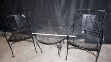 Outdoor Metal Table W/ 2 Chairs (Tulip Design On Backs) - Pick Up 6/6
