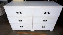 Wooden Chest Of Drawers Painted White W/ Butterfly Pulls - Pick Up 6/6