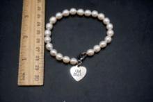 Sterling Silver & Real Pearl Bracelet