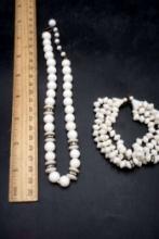 Milk Glass Necklace & Bracelet