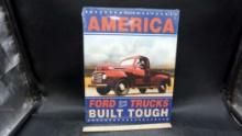 America - Ford Trucks Metal Sign