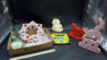 Wooden Toy Rocking Horse, Marker, Stuffed Bear, Wooden Heart Wreath, Playing Cards