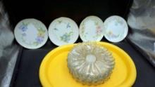 Sunflower Glass Plates, Yellow Tray, Decorative Plates