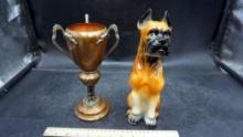 Copper Goblet & Boxer Dog Figurine