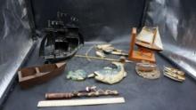 Metal Ship/Boat, Wooden Sailboat, Fishing Wall Decor & Boat Figurines