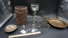 Vase, Shell Tray, Candlestick Holders, Dish & Goblet