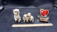 Dog Figurines & "I Love You" Mirrored Plaque