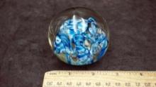 Blue Glass Swirl Paperweight