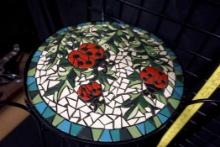 Outdoor Mosaic Tile Ladybug Table/Plant Stand
