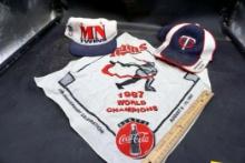 Minnesota Twins Hats & 1987 World Champions Handkerchief