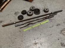 3 Barbells & Various Steel Weight Plates
