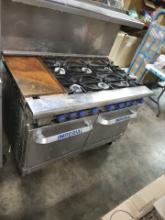 Imperial 6 burner range with 12" flat top griddle and oven